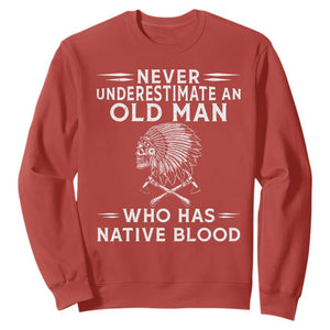 Native Warrior Skull Sweatshirt Never Underestimate An Old Man Who Has Native Blood