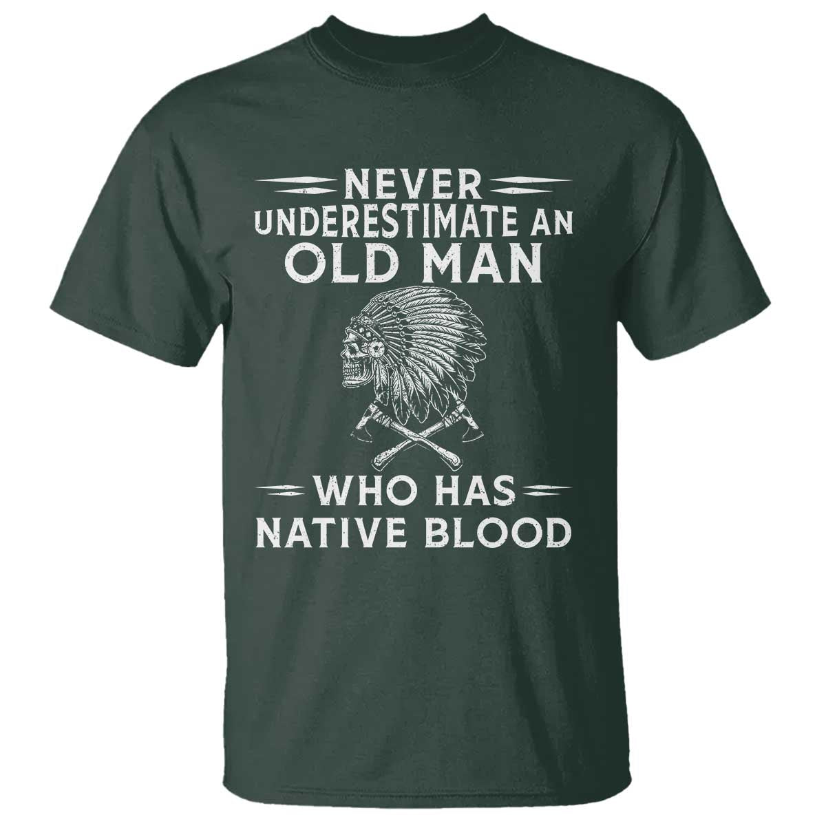Native Warrior Skull T Shirt Never Underestimate An Old Man Who Has Native Blood