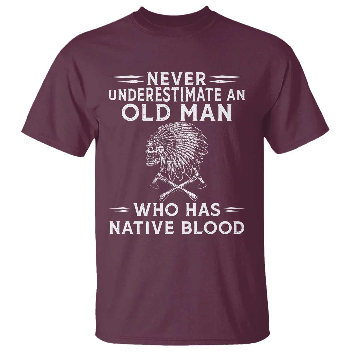 Native Warrior Skull T Shirt Never Underestimate An Old Man Who Has Native Blood