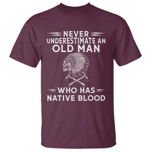 Native Warrior Skull T Shirt Never Underestimate An Old Man Who Has Native Blood