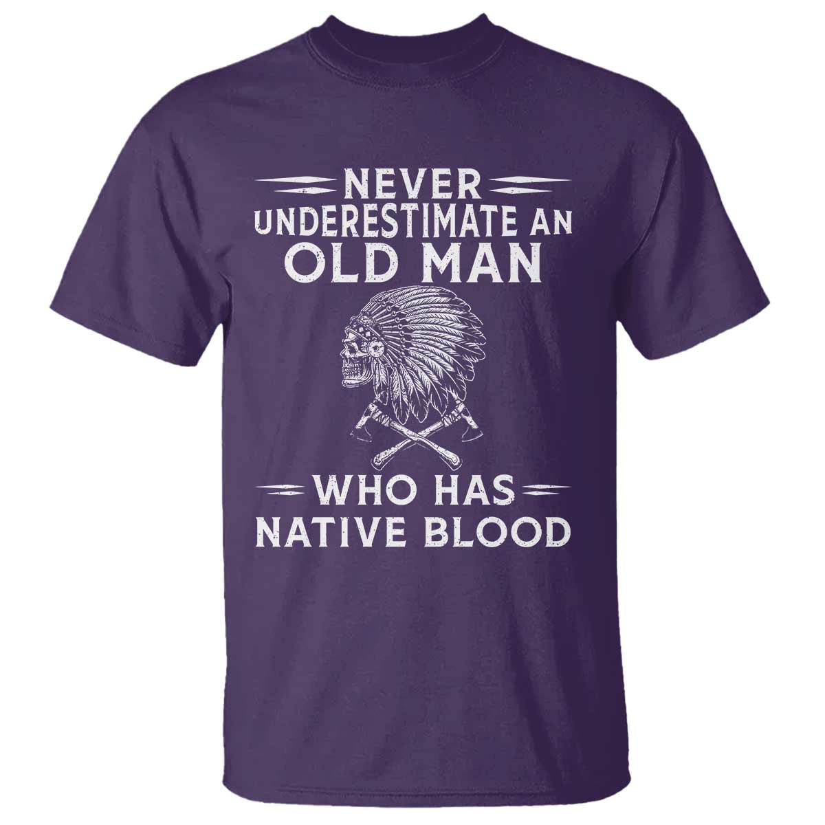 Native Warrior Skull T Shirt Never Underestimate An Old Man Who Has Native Blood
