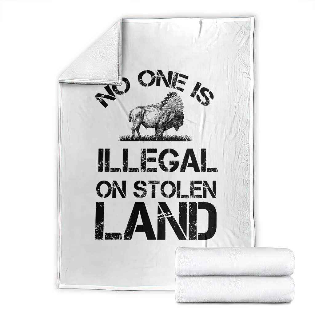 Native American Buffalo Graphic Throw Blanket No One Is Illegal On Stolen Land