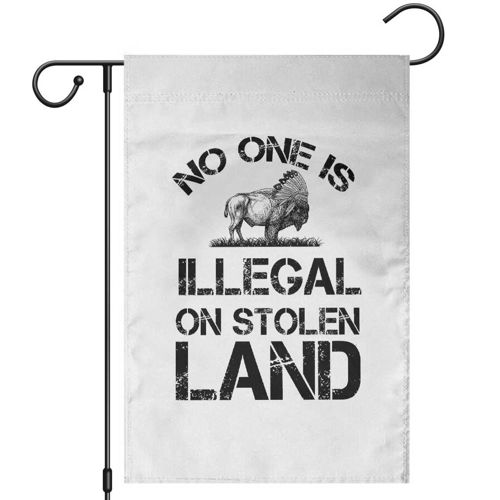 Native American Buffalo Graphic Garden Flag No One Is Illegal On Stolen Land TS12 White Print Your Wear