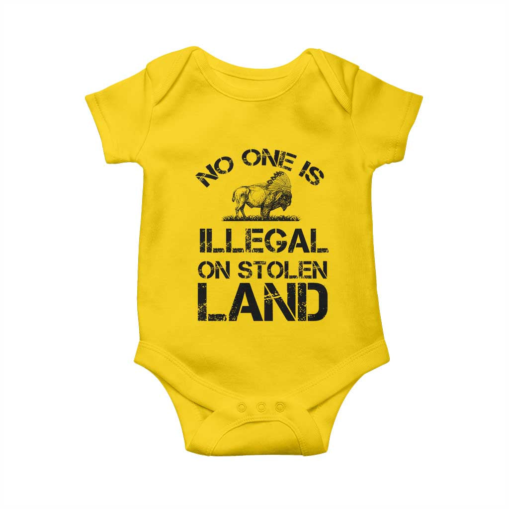 Native American Buffalo Graphic Baby Onesie No One Is Illegal On Stolen Land