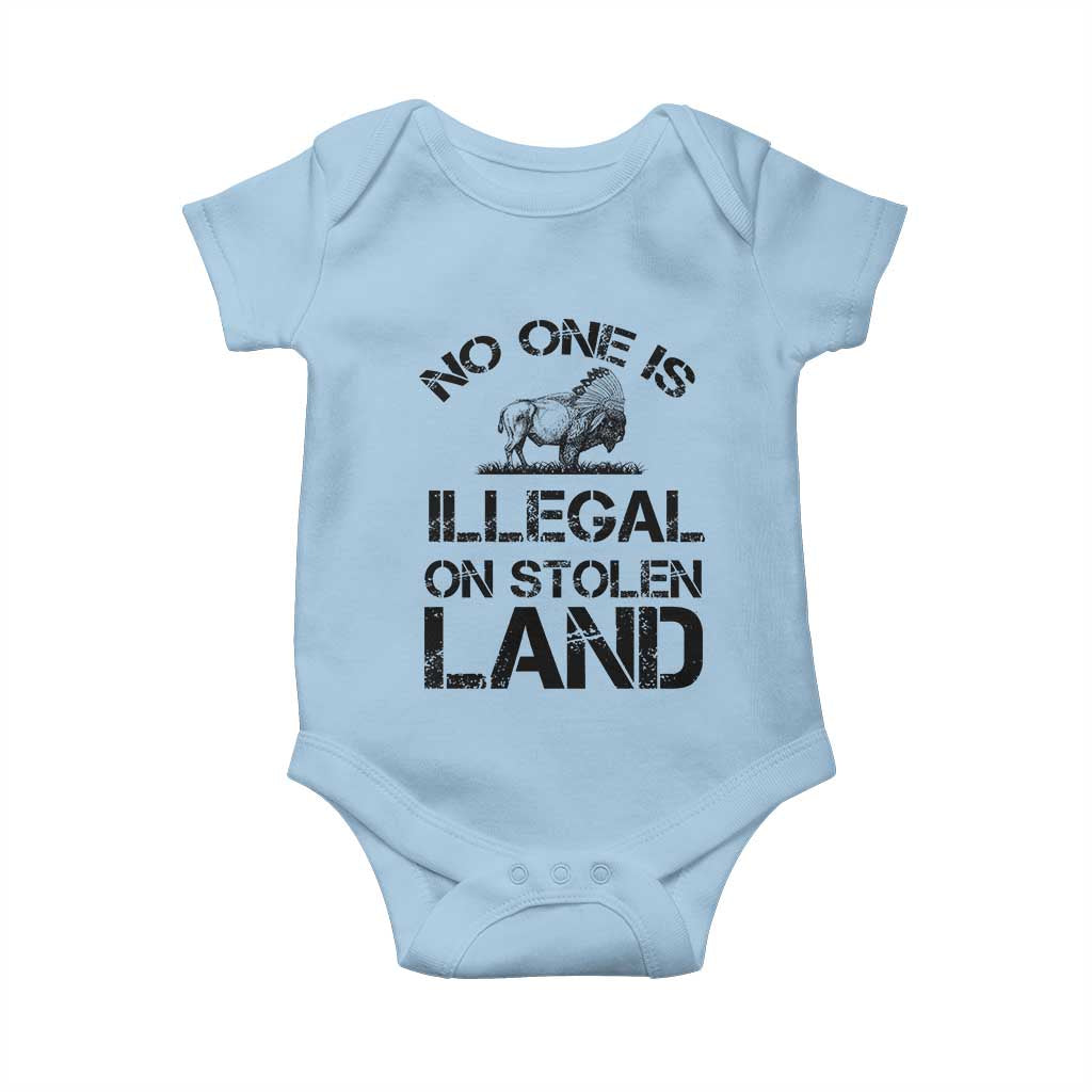 Native American Buffalo Graphic Baby Onesie No One Is Illegal On Stolen Land