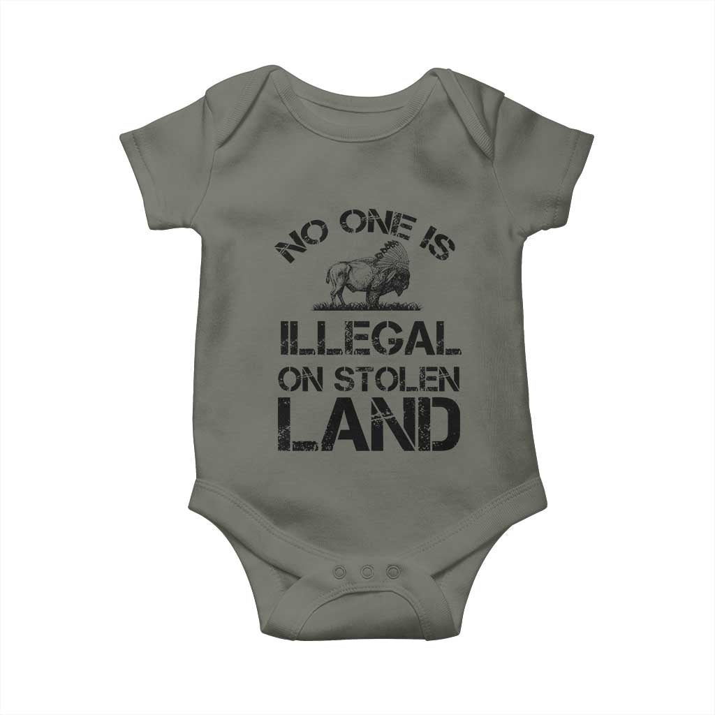Native American Buffalo Graphic Baby Onesie No One Is Illegal On Stolen Land