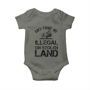 Native American Buffalo Graphic Baby Onesie No One Is Illegal On Stolen Land