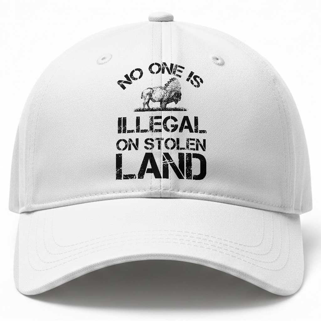 Native American Buffalo Graphic Baseball Cap No One Is Illegal On Stolen Land TS12 Print Your Wear