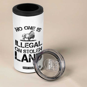 Native American Buffalo Graphic 4 in 1 Can Cooler Tumbler No One Is Illegal On Stolen Land
