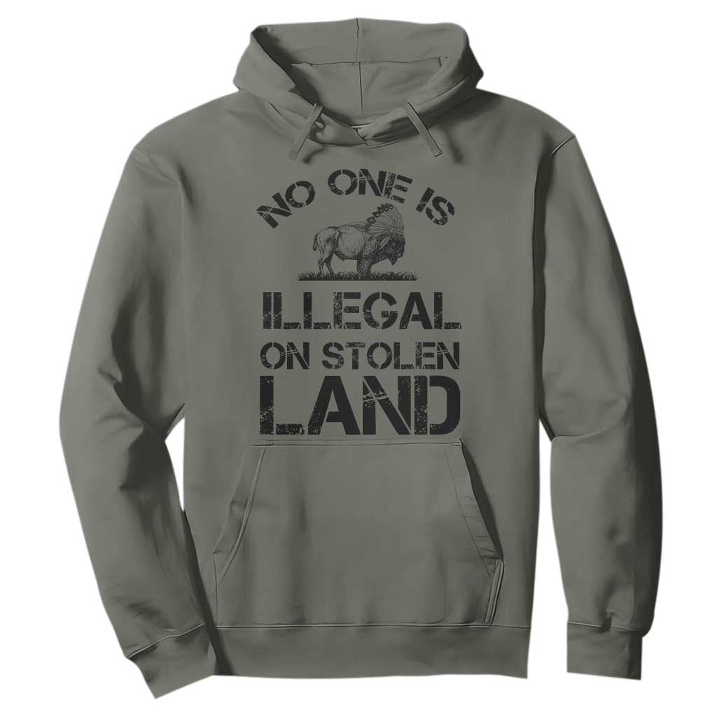Native American Buffalo Graphic Hoodie No One Is Illegal On Stolen Land