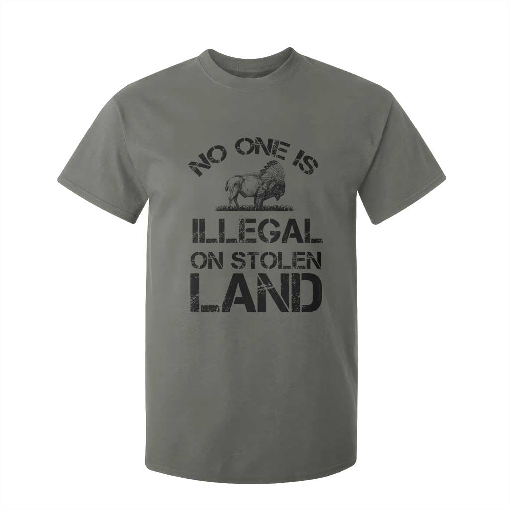 Native American Buffalo Graphic T Shirt For Kid No One Is Illegal On Stolen Land