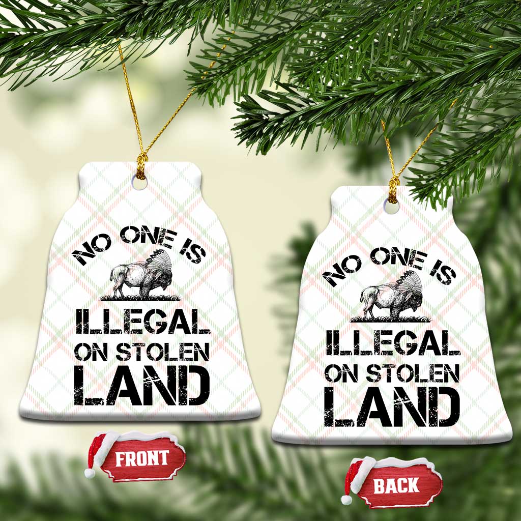 Native American Buffalo Graphic Ceramic Ornament No One Is Illegal On Stolen Land