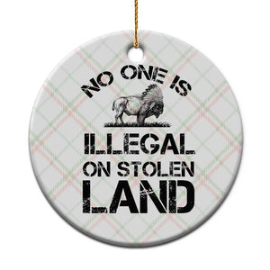 Native American Buffalo Graphic Ceramic Ornament No One Is Illegal On Stolen Land