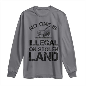 Native American Buffalo Graphic Long Sleeve Shirt No One Is Illegal On Stolen Land