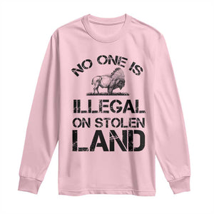Native American Buffalo Graphic Long Sleeve Shirt No One Is Illegal On Stolen Land
