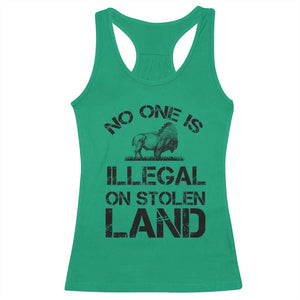 Native American Buffalo Graphic Racerback Tank Top No One Is Illegal On Stolen Land