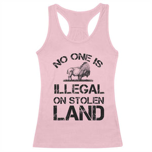 Native American Buffalo Graphic Racerback Tank Top No One Is Illegal On Stolen Land