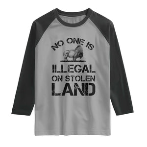 Native American Buffalo Graphic Raglan Shirt No One Is Illegal On Stolen Land