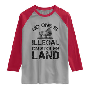 Native American Buffalo Graphic Raglan Shirt No One Is Illegal On Stolen Land