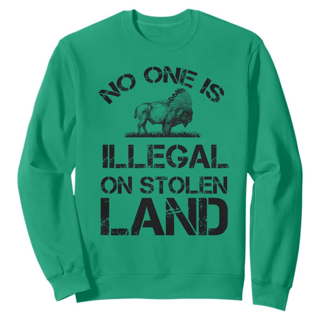 Native American Buffalo Graphic Sweatshirt No One Is Illegal On Stolen Land