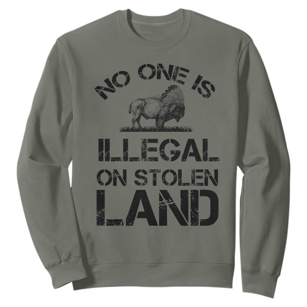 Native American Buffalo Graphic Sweatshirt No One Is Illegal On Stolen Land