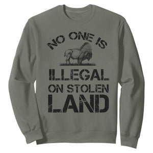 Native American Buffalo Graphic Sweatshirt No One Is Illegal On Stolen Land