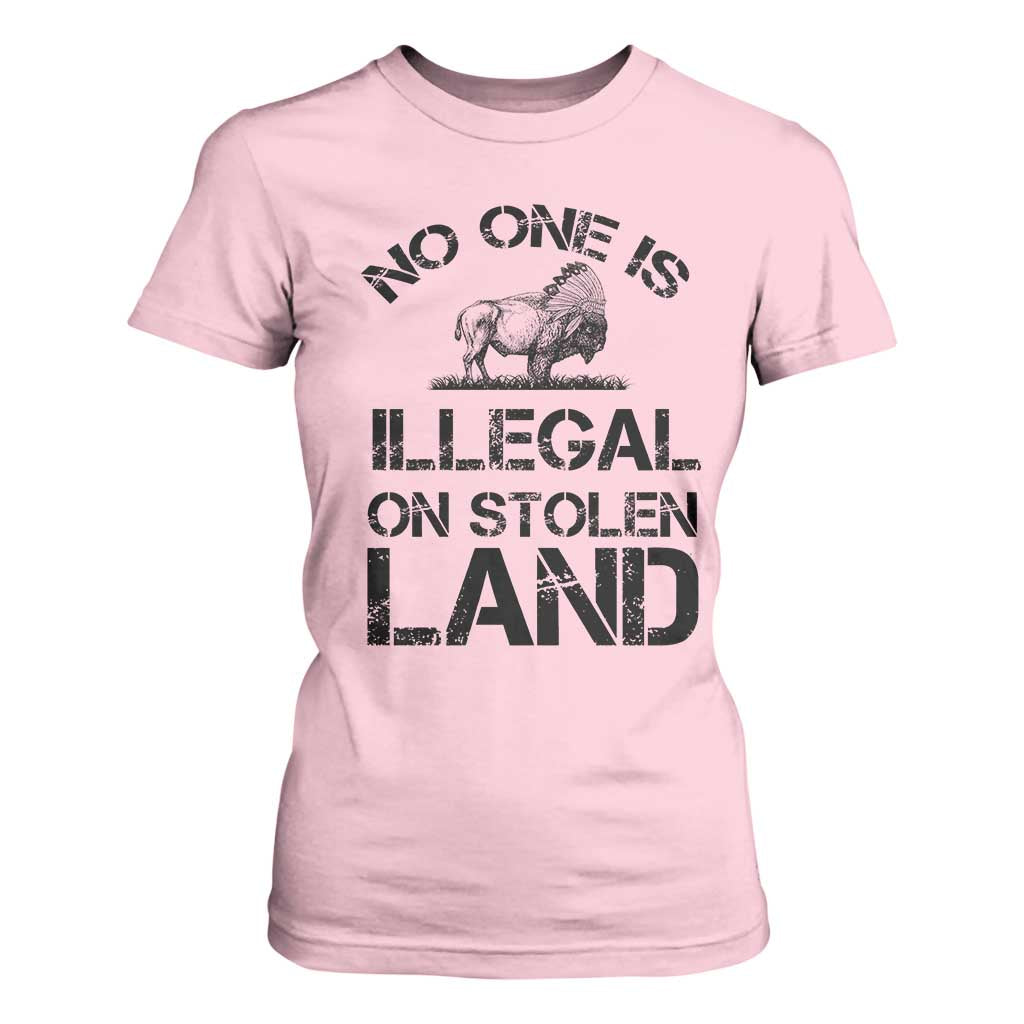 Native American Buffalo Graphic T Shirt For Women No One Is Illegal On Stolen Land