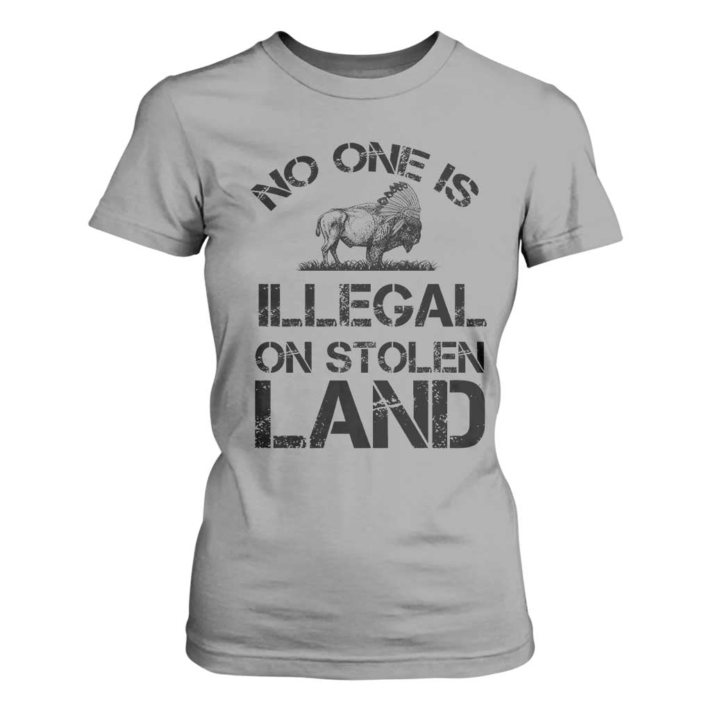 Native American Buffalo Graphic T Shirt For Women No One Is Illegal On Stolen Land