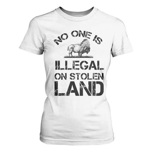 Native American Buffalo Graphic T Shirt For Women No One Is Illegal On Stolen Land