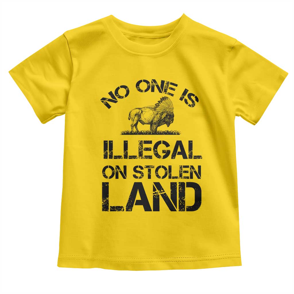 Native American Buffalo Graphic Toddler T Shirt No One Is Illegal On Stolen Land