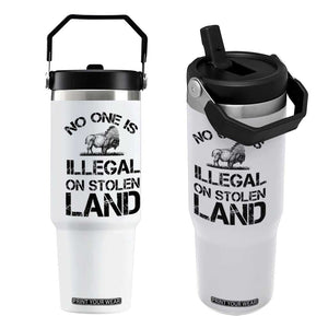 Native American Buffalo Graphic Flip Straw Tumbler No One Is Illegal On Stolen Land