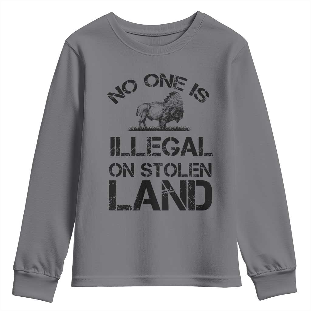 Native American Buffalo Graphic Youth Sweatshirt No One Is Illegal On Stolen Land