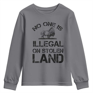 Native American Buffalo Graphic Youth Sweatshirt No One Is Illegal On Stolen Land