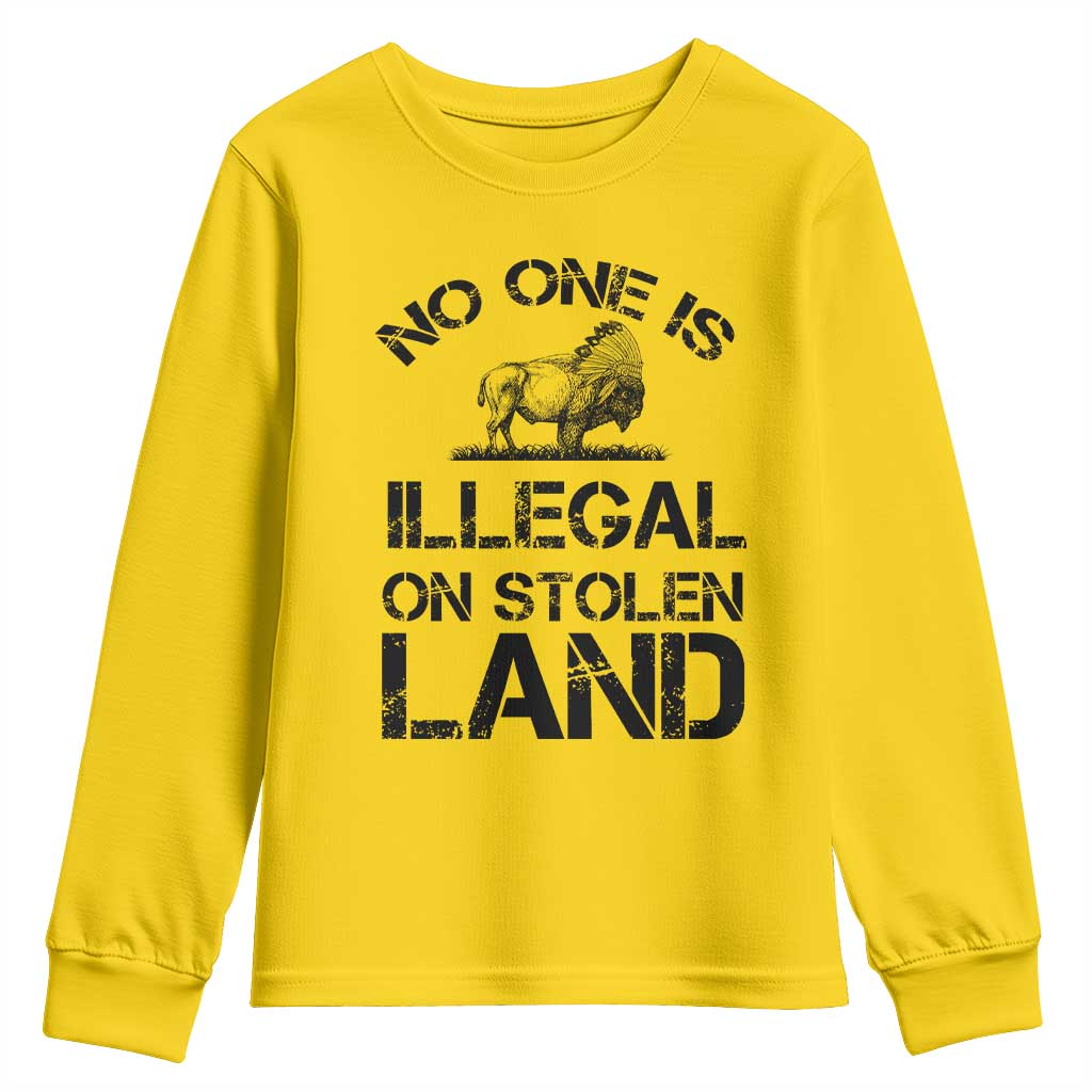 Native American Buffalo Graphic Youth Sweatshirt No One Is Illegal On Stolen Land