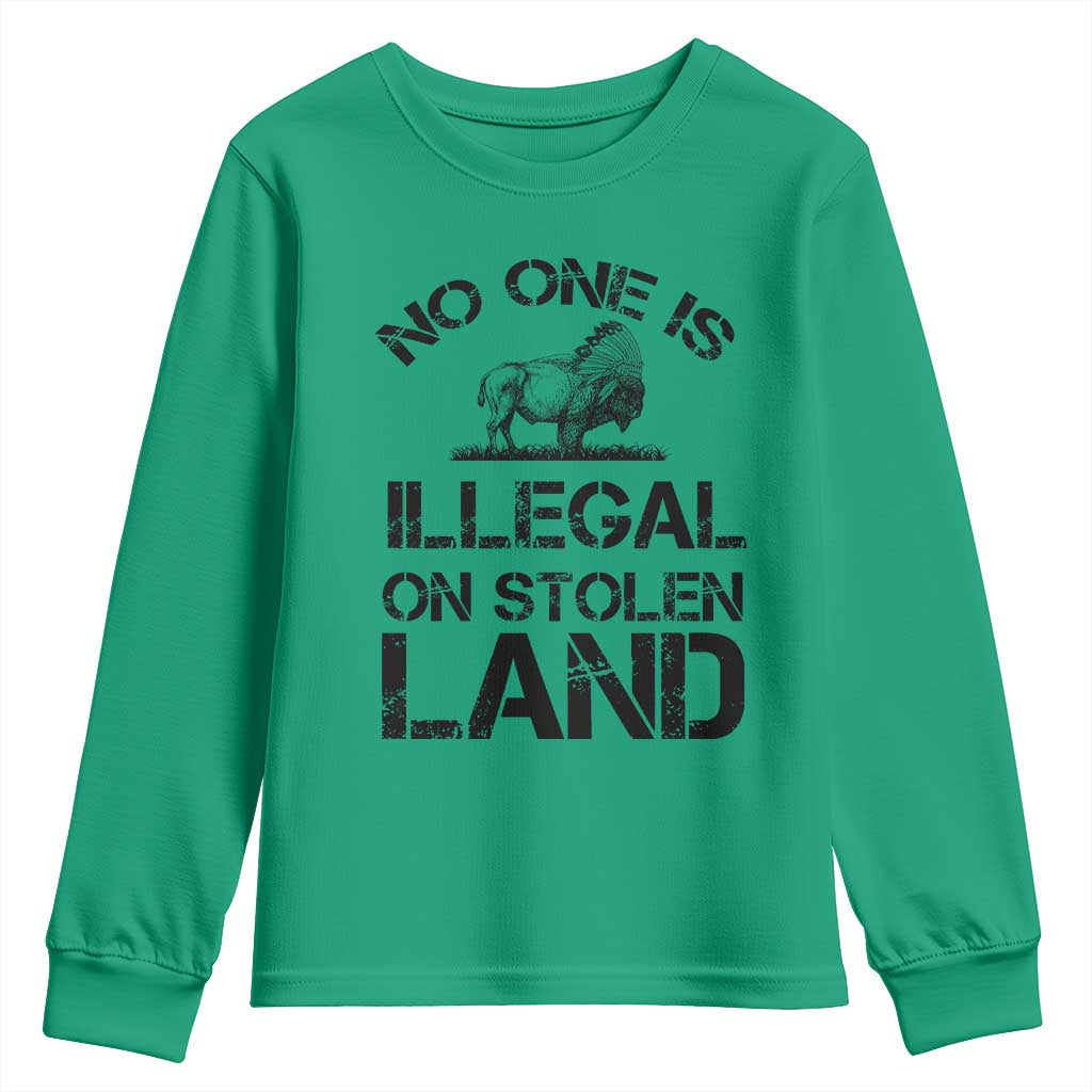 Native American Buffalo Graphic Youth Sweatshirt No One Is Illegal On Stolen Land