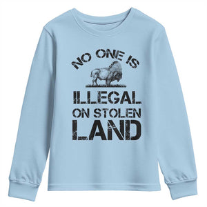 Native American Buffalo Graphic Youth Sweatshirt No One Is Illegal On Stolen Land