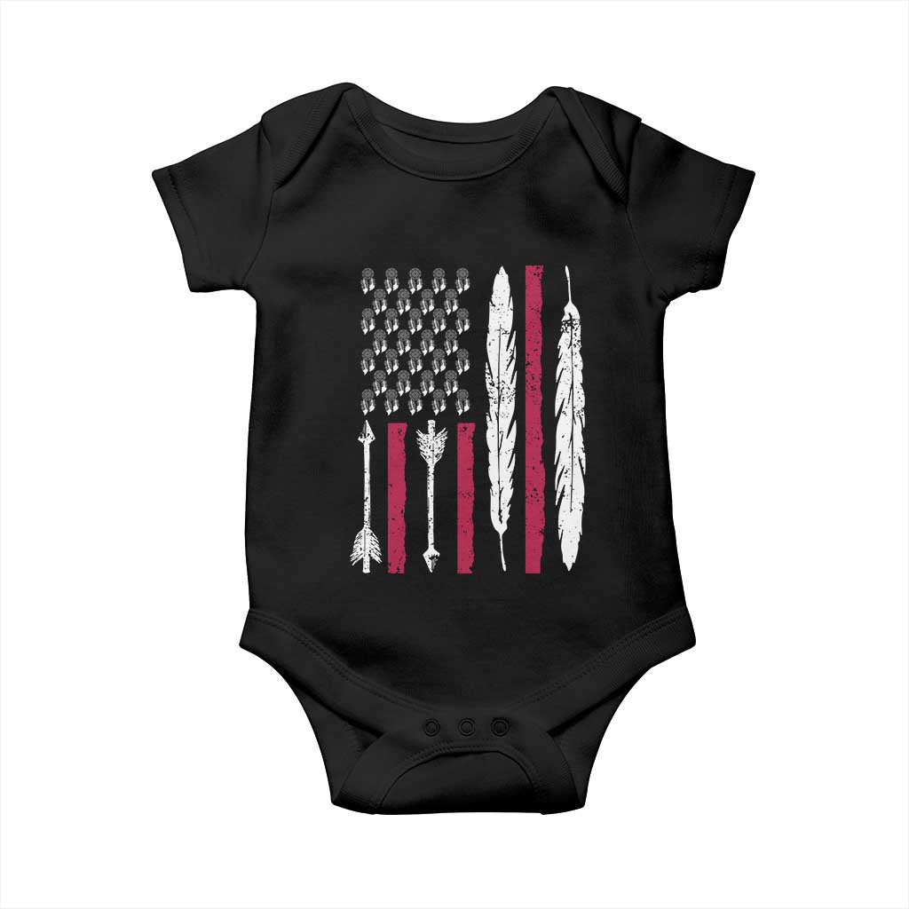 Vintage Native American Flag Baby Onesie Dreamcatcher And Feather Graphic TS12 Black Print Your Wear