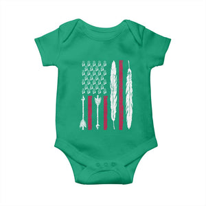 Vintage Native American Flag Baby Onesie Dreamcatcher And Feather Graphic