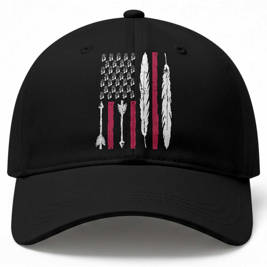 Vintage Native American Flag Baseball Cap Dreamcatcher And Feather Graphic TS12 Print Your Wear