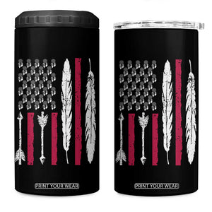 Vintage Native American Flag 4 in 1 Can Cooler Tumbler Dreamcatcher And Feather Graphic