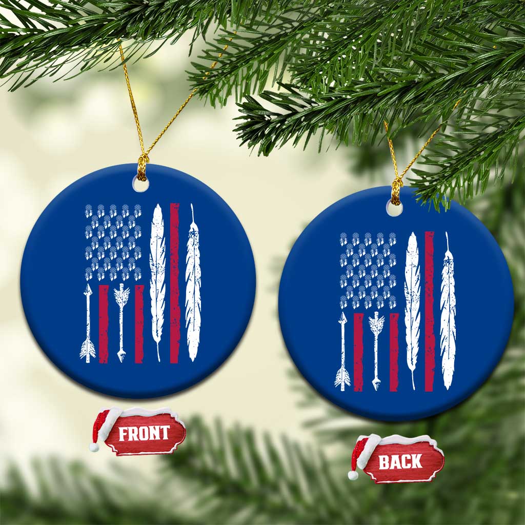 Vintage Native American Flag Ceramic Ornament Dreamcatcher And Feather Graphic TS12 1pc Blue Print Your Wear