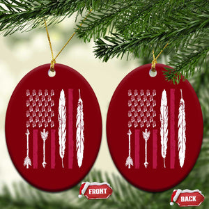 Vintage Native American Flag Ceramic Ornament Dreamcatcher And Feather Graphic