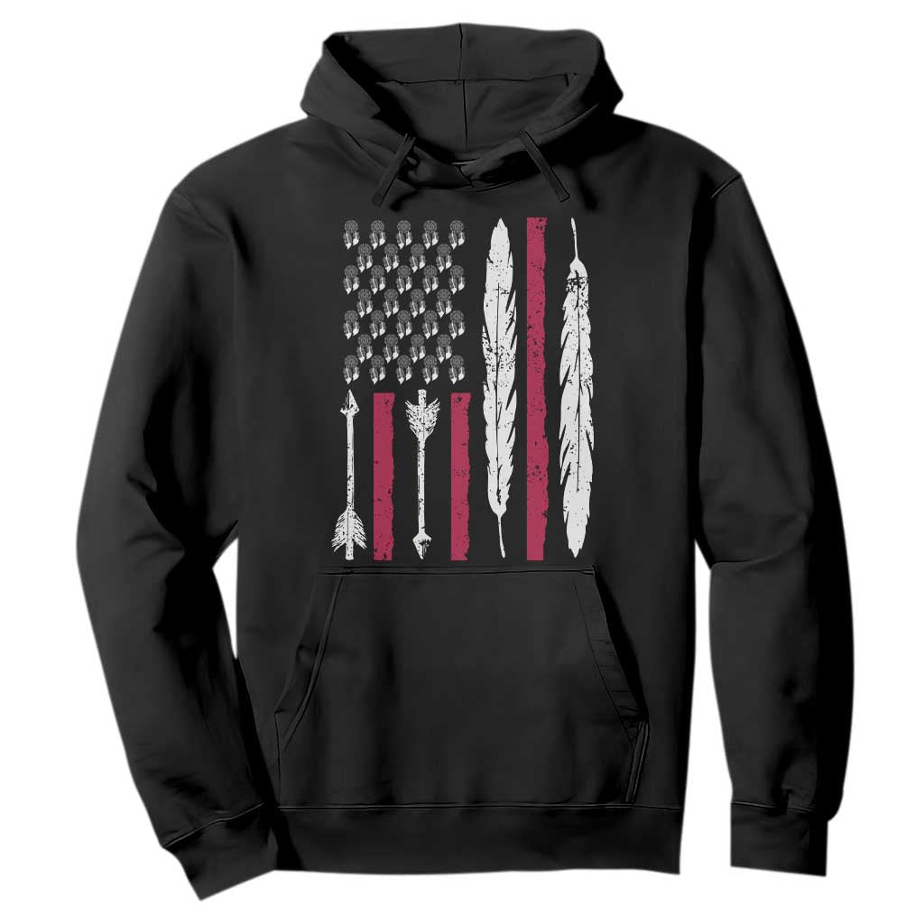 Vintage Native American Flag Hoodie Dreamcatcher And Feather Graphic TS12 Black Print Your Wear