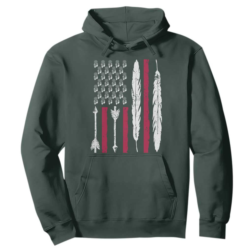 Vintage Native American Flag Hoodie Dreamcatcher And Feather Graphic