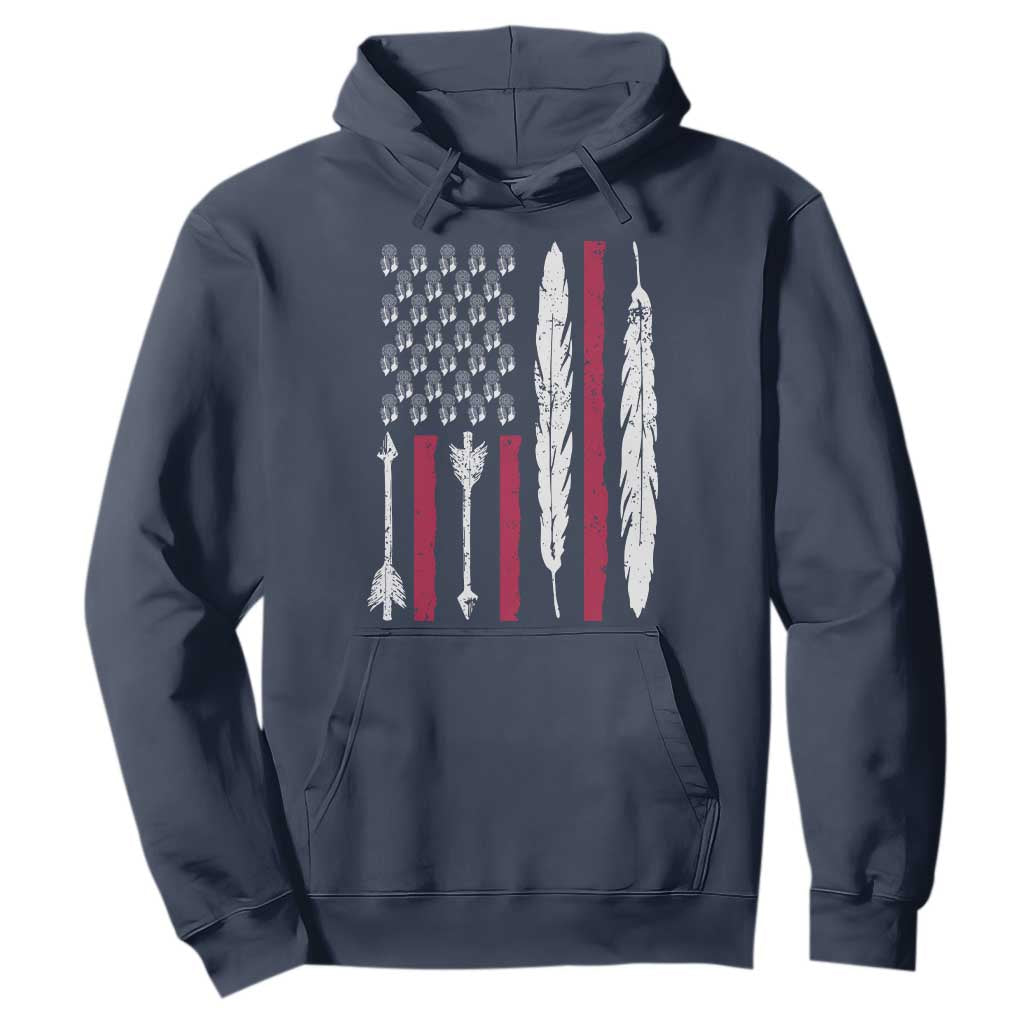 Vintage Native American Flag Hoodie Dreamcatcher And Feather Graphic