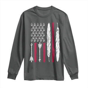 Vintage Native American Flag Long Sleeve Shirt Dreamcatcher And Feather Graphic