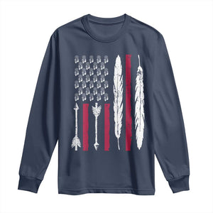 Vintage Native American Flag Long Sleeve Shirt Dreamcatcher And Feather Graphic