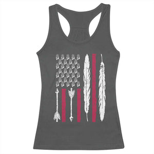 Vintage Native American Flag Racerback Tank Top Dreamcatcher And Feather Graphic