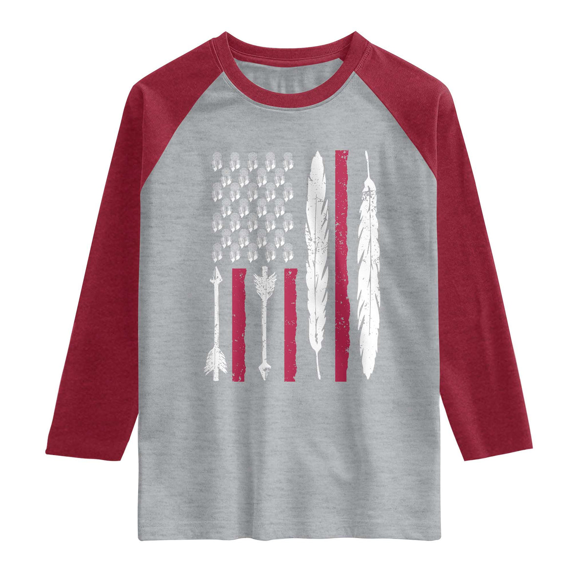 Vintage Native American Flag Raglan Shirt Dreamcatcher And Feather Graphic