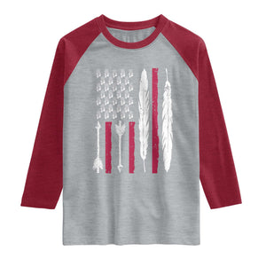 Vintage Native American Flag Raglan Shirt Dreamcatcher And Feather Graphic